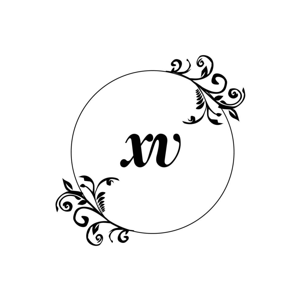 inicial xv logo monograma carta elegancia femenina vector