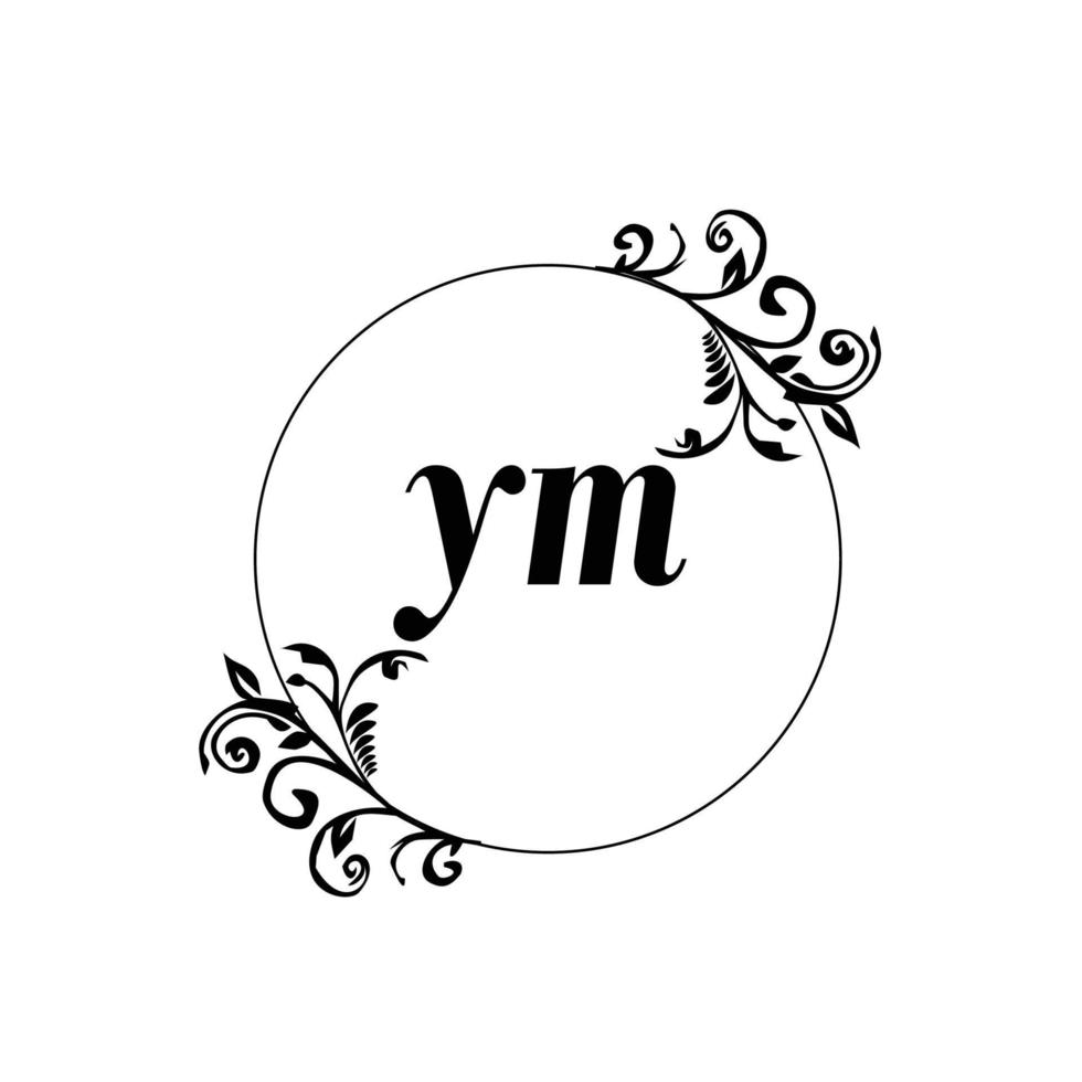 Initial YM logo monogram letter feminine elegance vector