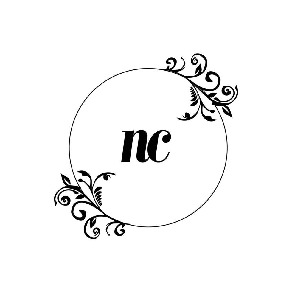 Initial NC logo monogram letter feminine elegance vector
