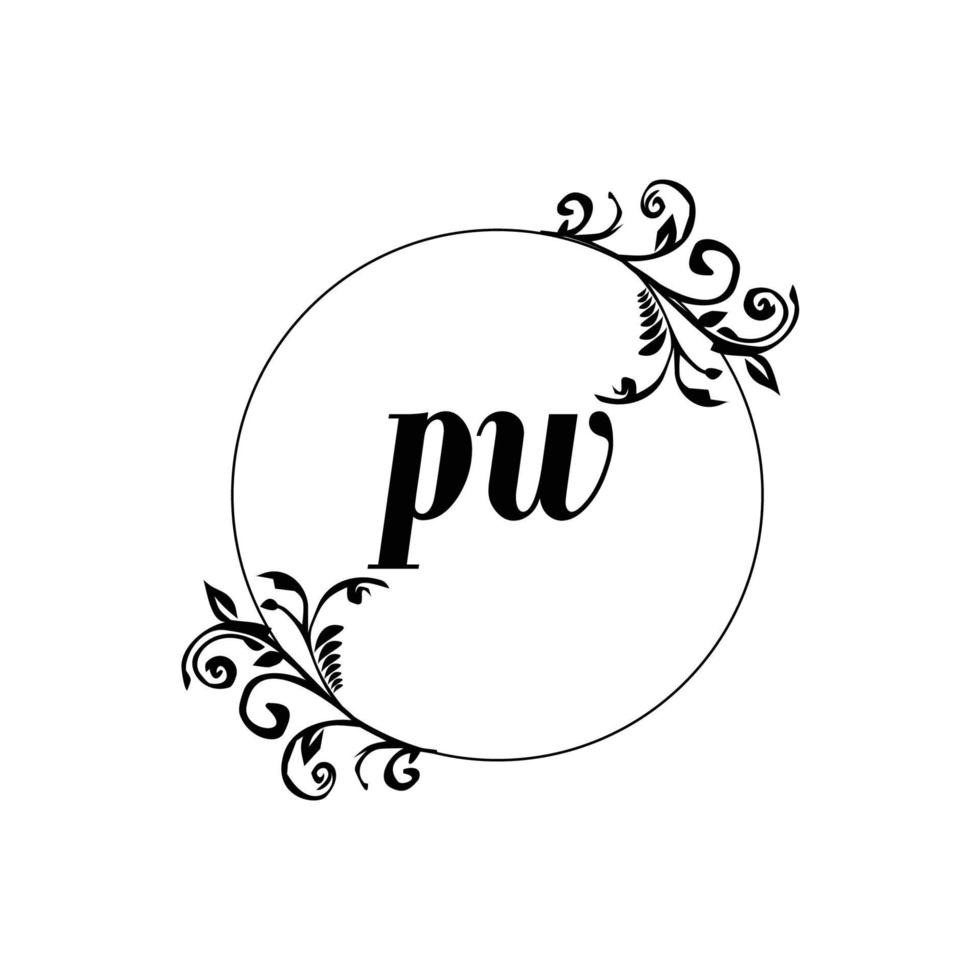 Initial PW logo monogram letter feminine elegance vector