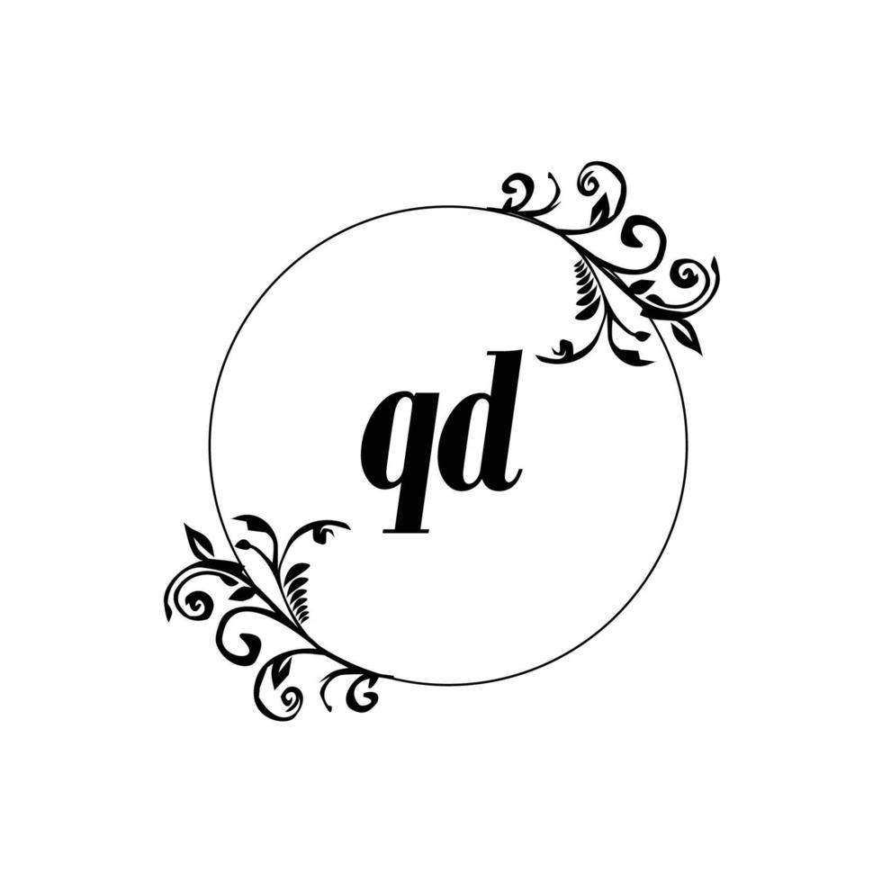 Initial QD logo monogram letter feminine elegance vector