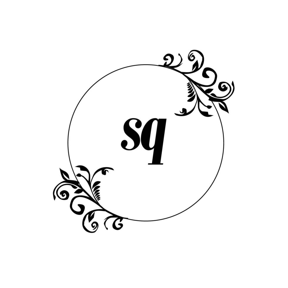 Initial SQ logo monogram letter feminine elegance vector