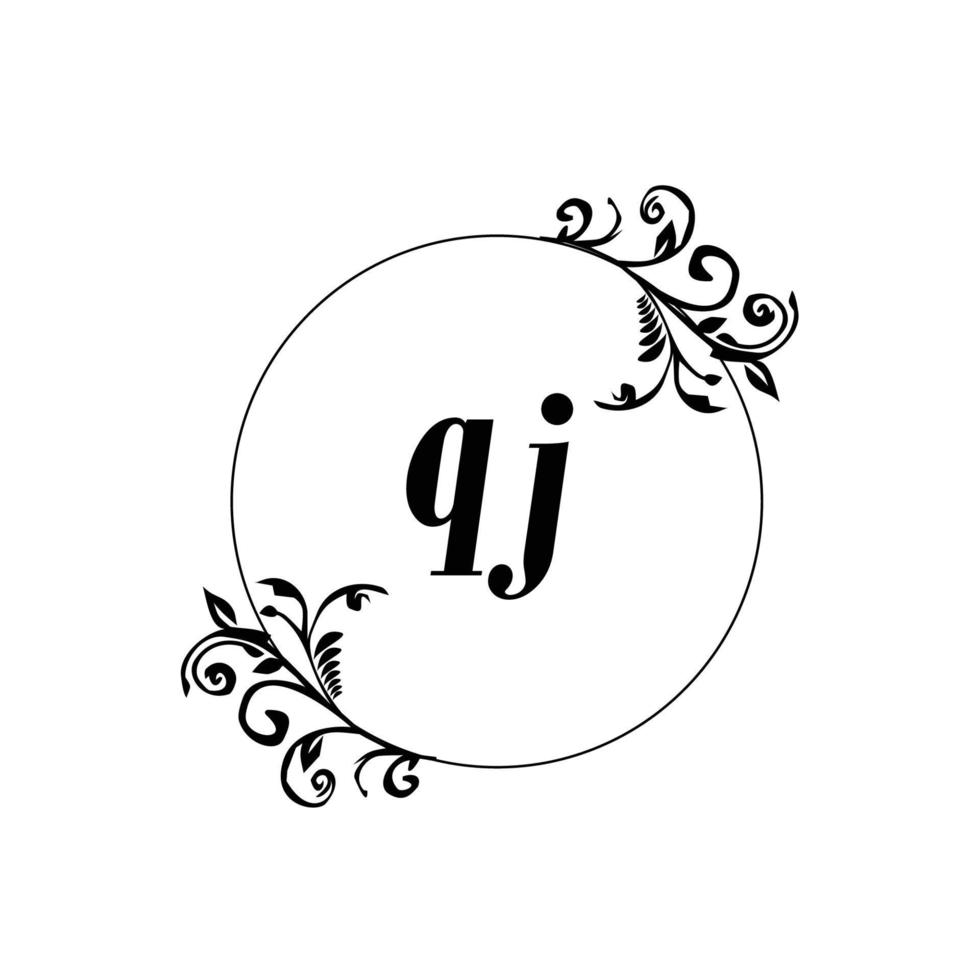 inicial qj logo monograma carta elegancia femenina vector