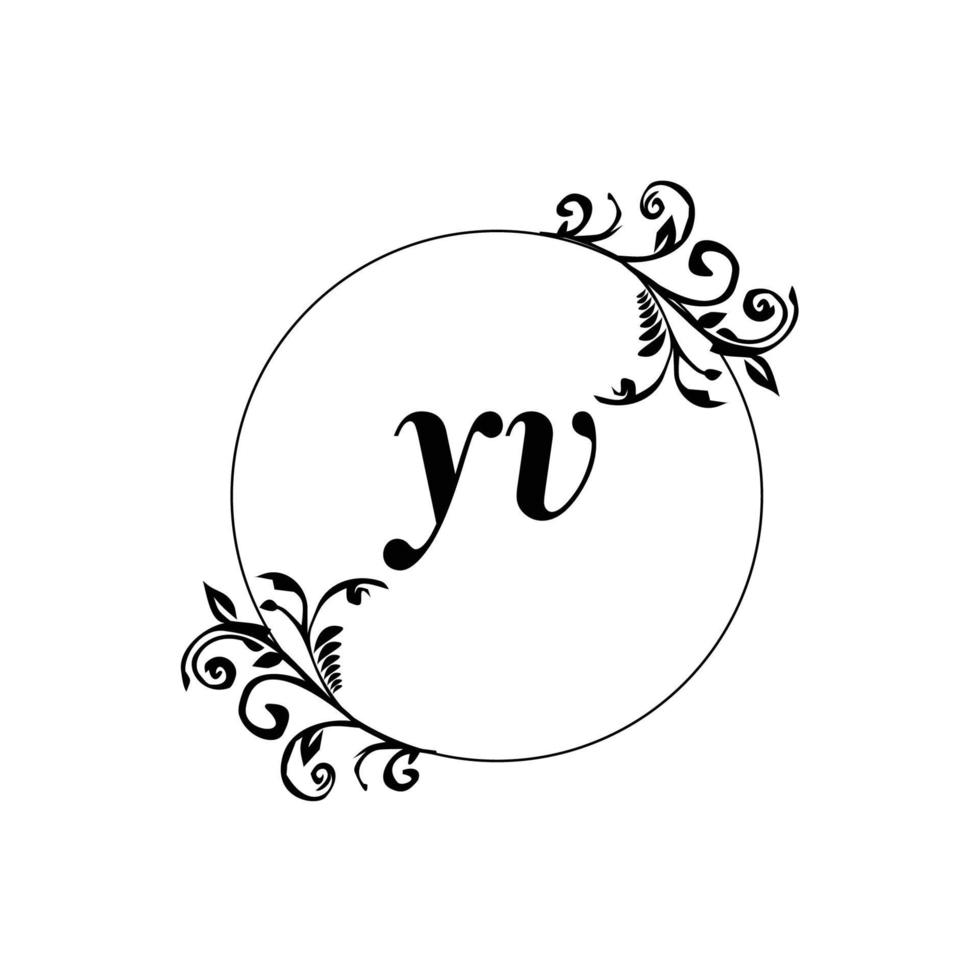 Initial YV logo monogram letter feminine elegance vector