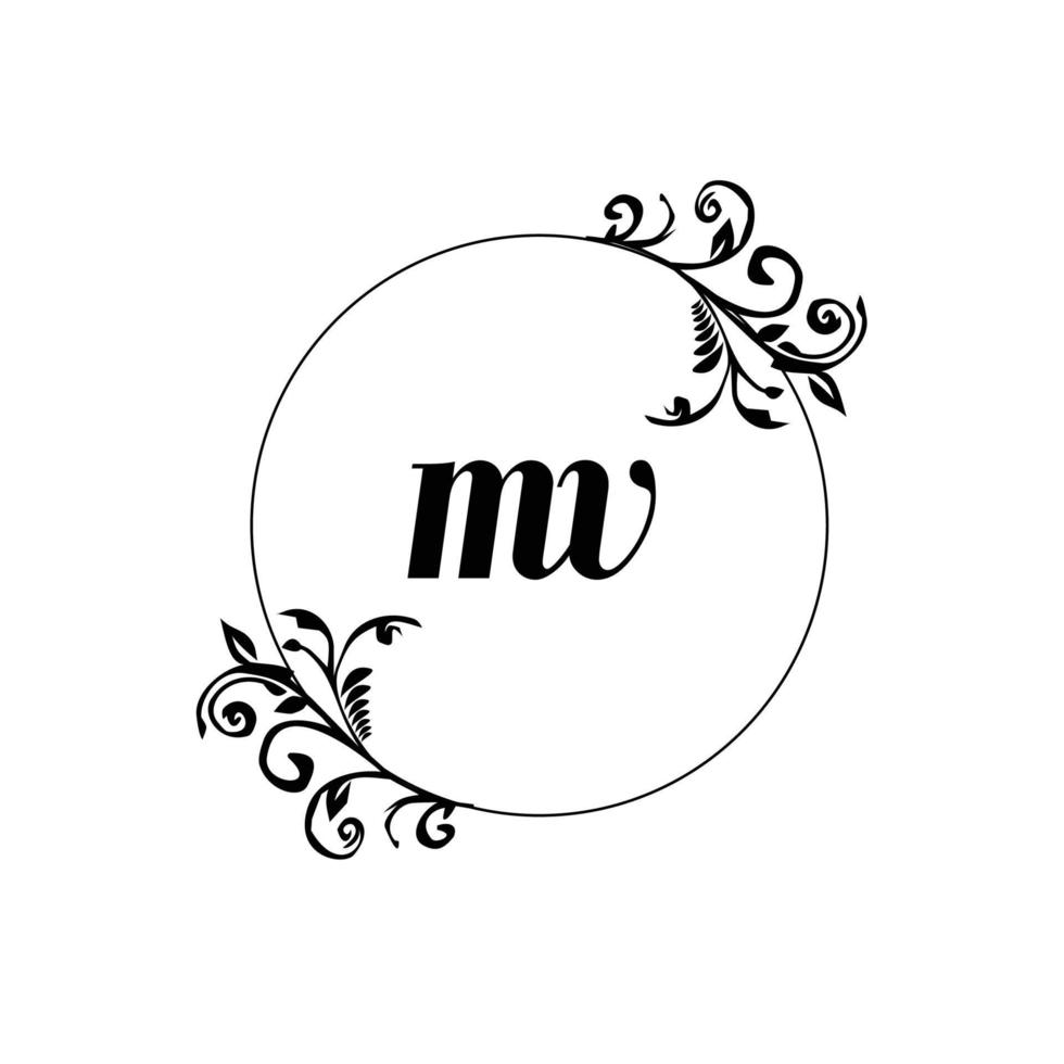 inicial mv logo monograma carta elegancia femenina vector