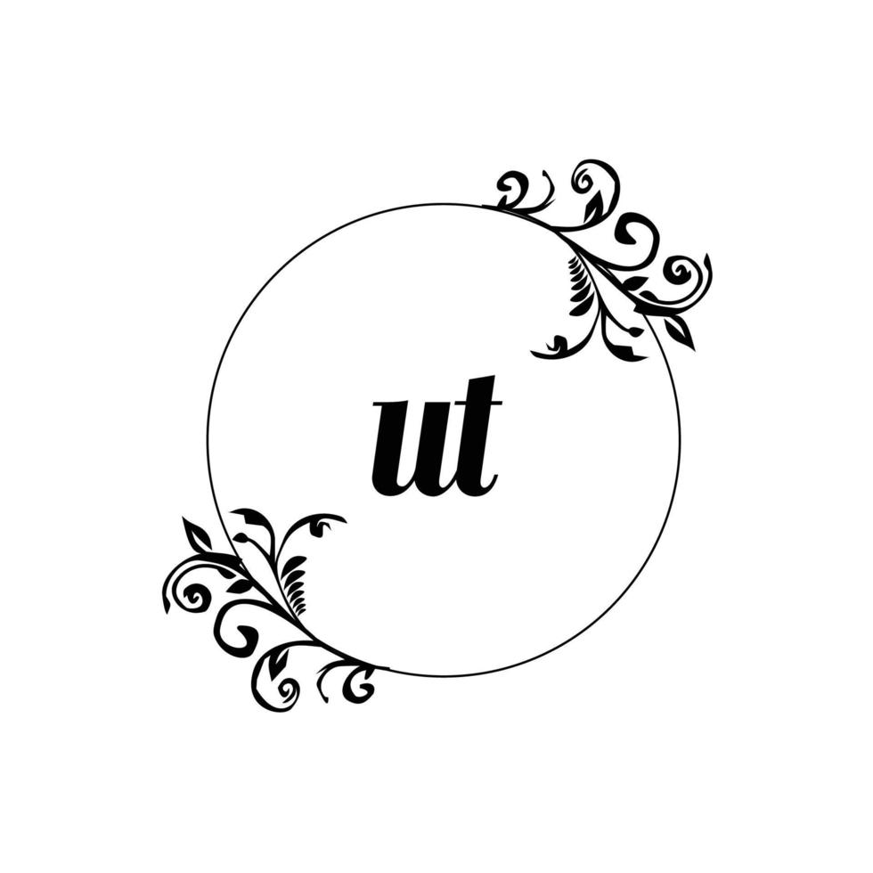 inicial ut logo monograma carta elegancia femenina vector