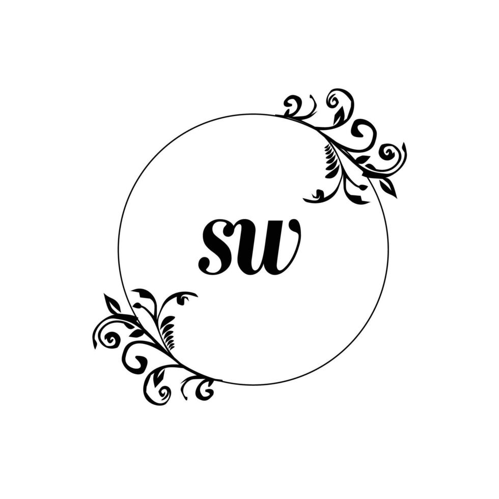 Initial SW logo monogram letter feminine elegance vector