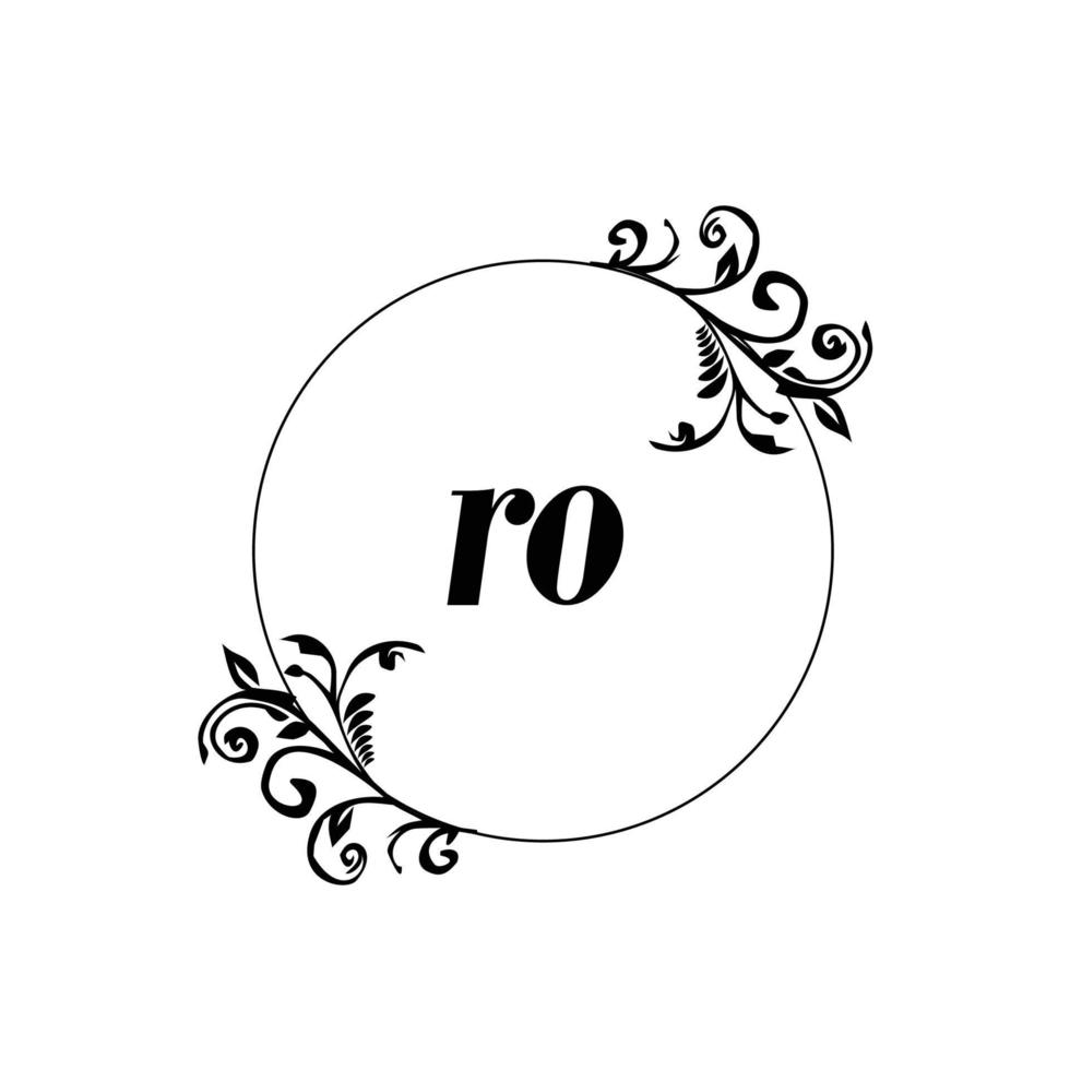 Initial RO logo monogram letter feminine elegance vector