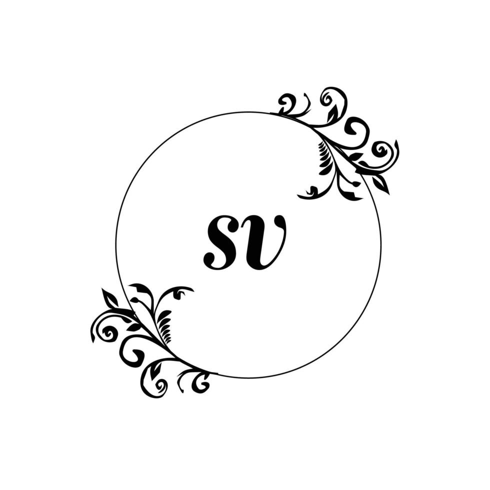 inicial sv logo monograma carta elegancia femenina vector