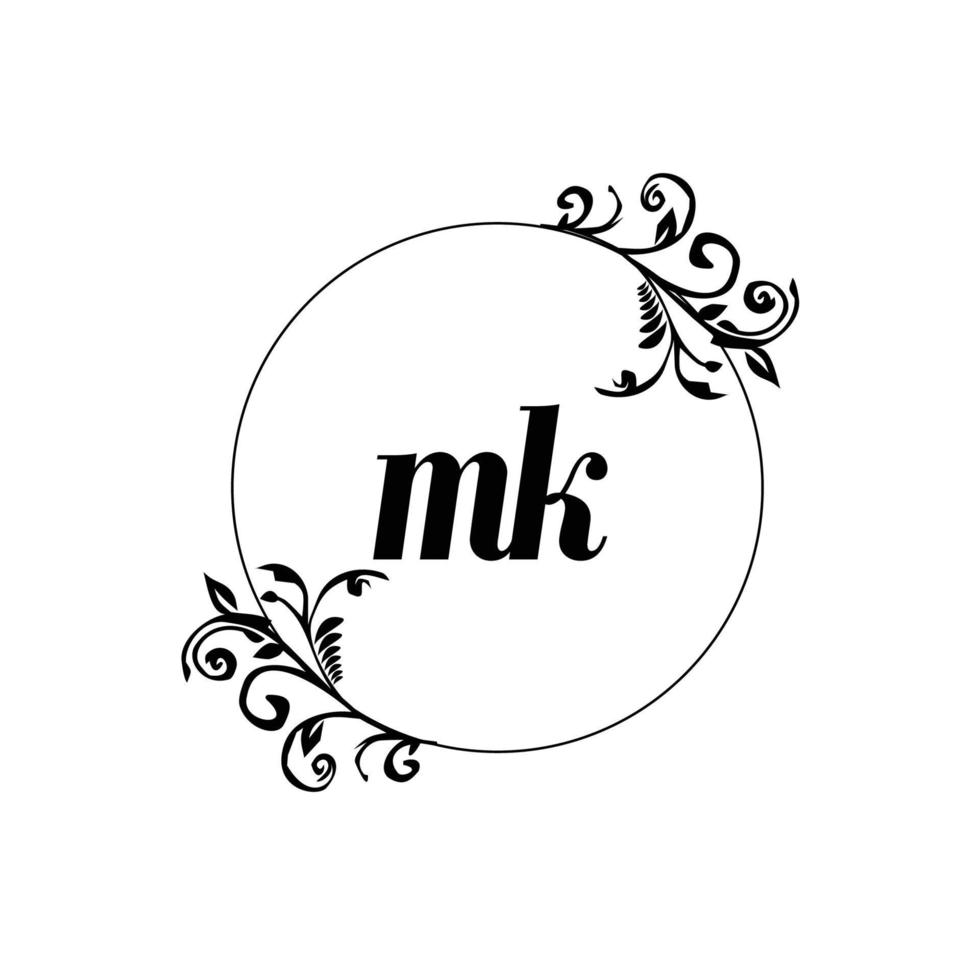 Initial MK logo monogram letter feminine elegance vector