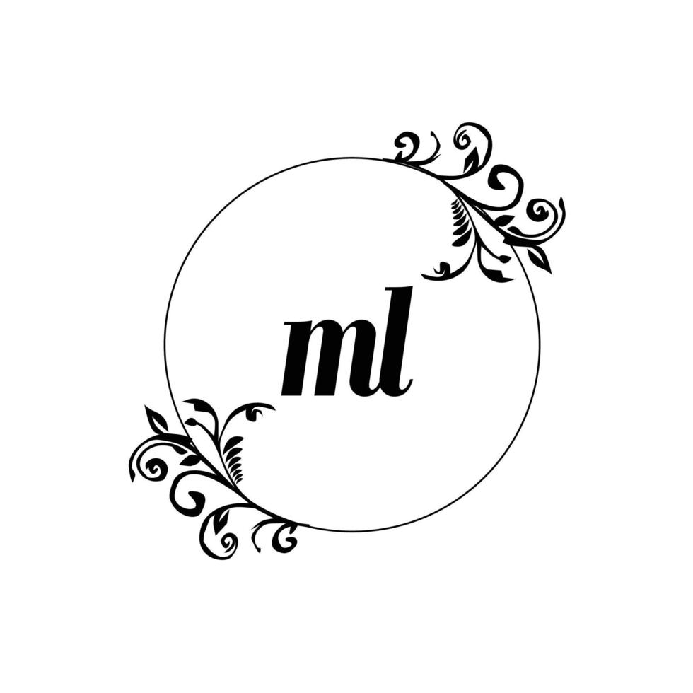 ml inicial logo monograma carta elegancia femenina vector