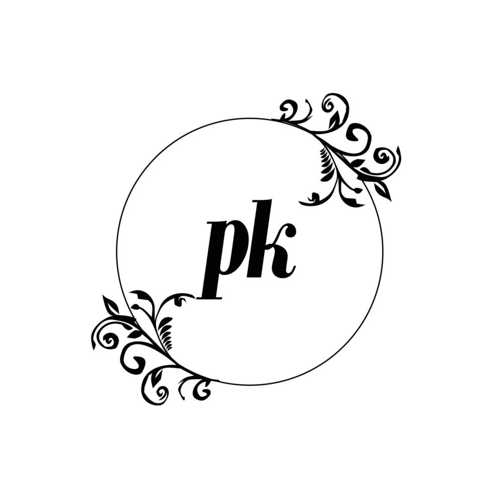 Initial PK logo monogram letter feminine elegance vector