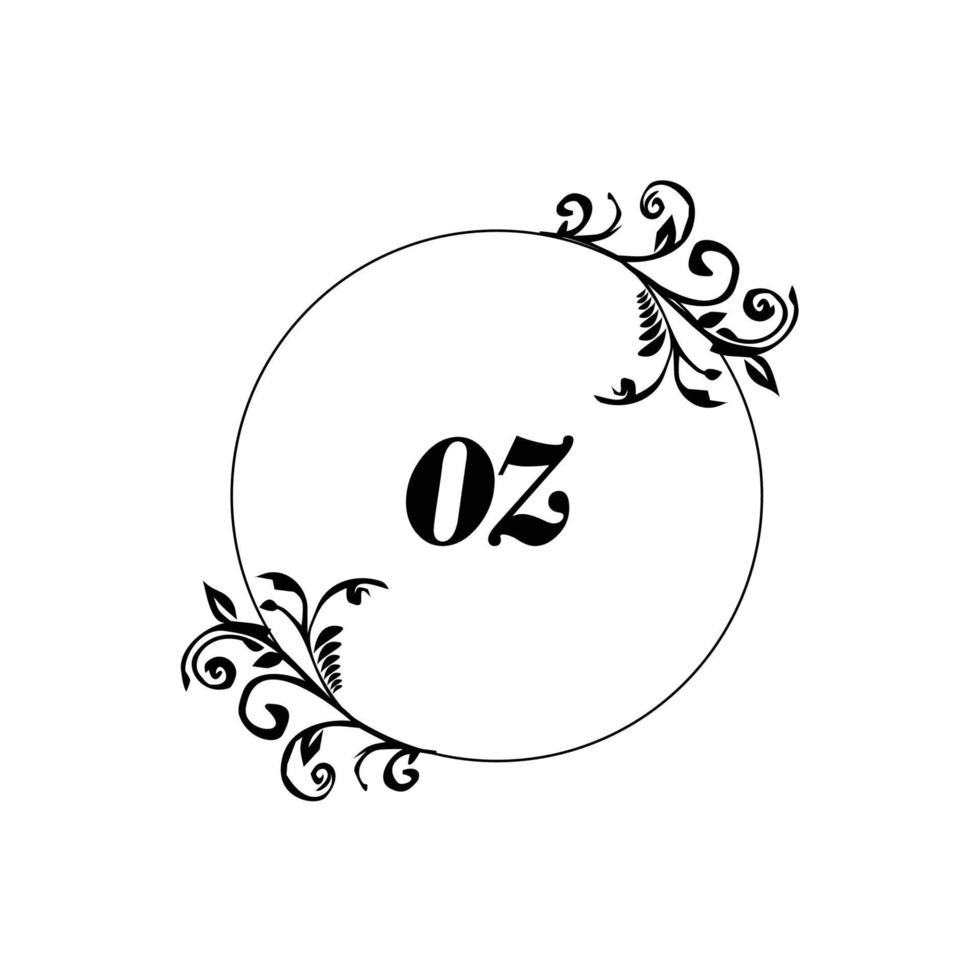 oz inicial logo monograma carta elegancia femenina vector