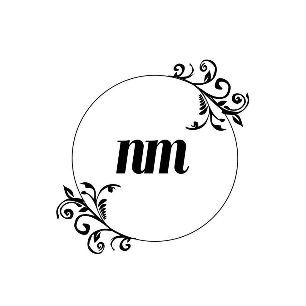 inicial nm logo monograma carta elegancia femenina vector