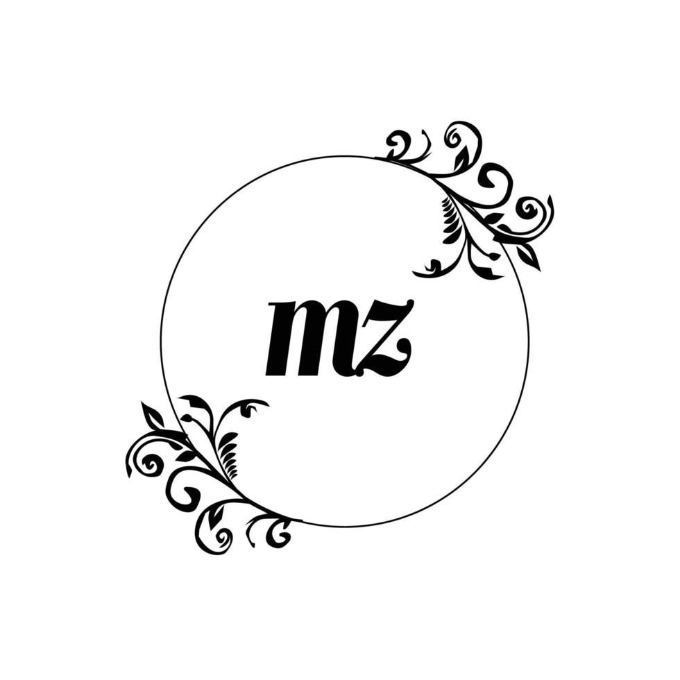 inicial mz logo monograma carta elegancia femenina vector