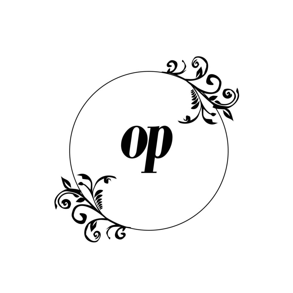 Initial OP logo monogram letter feminine elegance vector