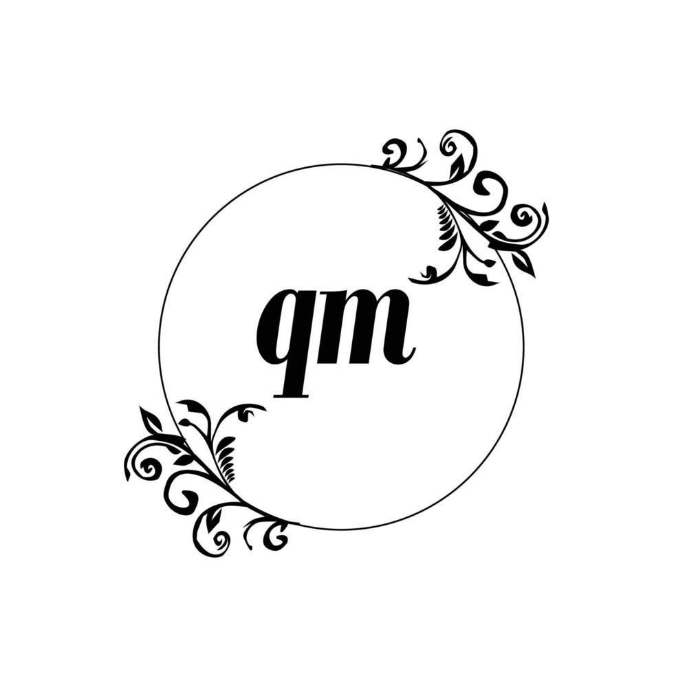 Initial QM logo monogram letter feminine elegance vector