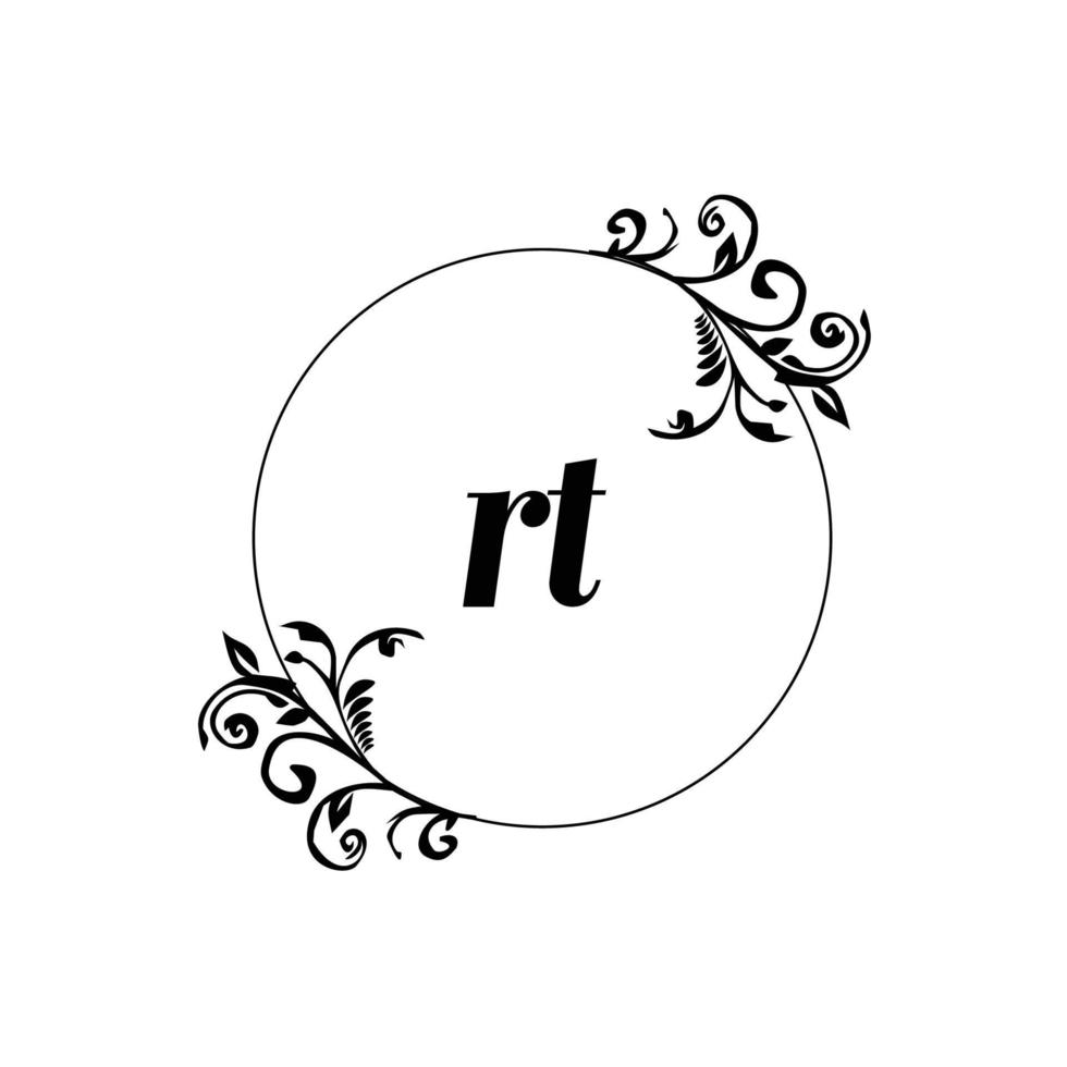 Initial RT logo monogram letter feminine elegance vector