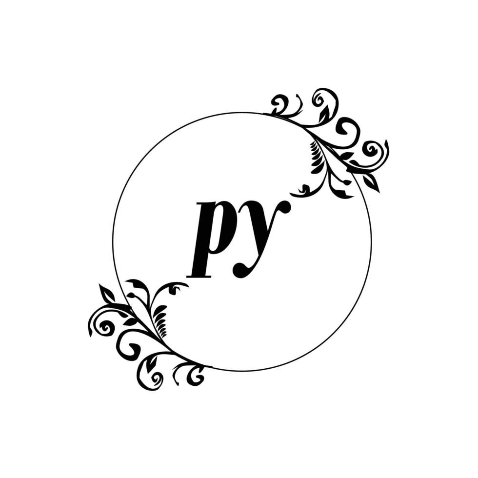 Initial PY logo monogram letter feminine elegance vector