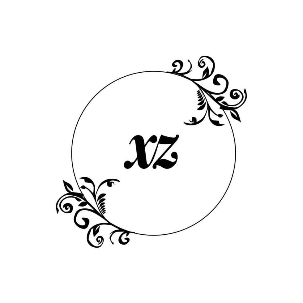 Initial XZ logo monogram letter feminine elegance vector