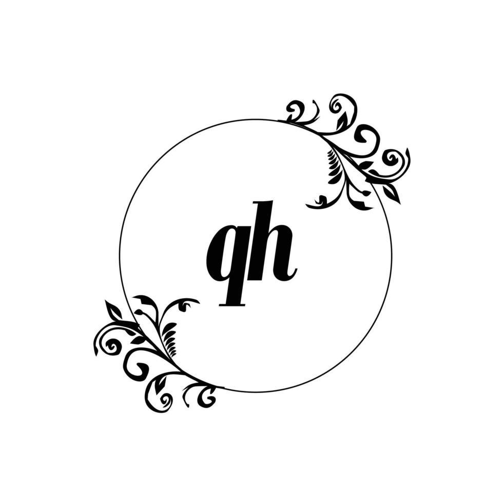 Initial QH logo monogram letter feminine elegance vector