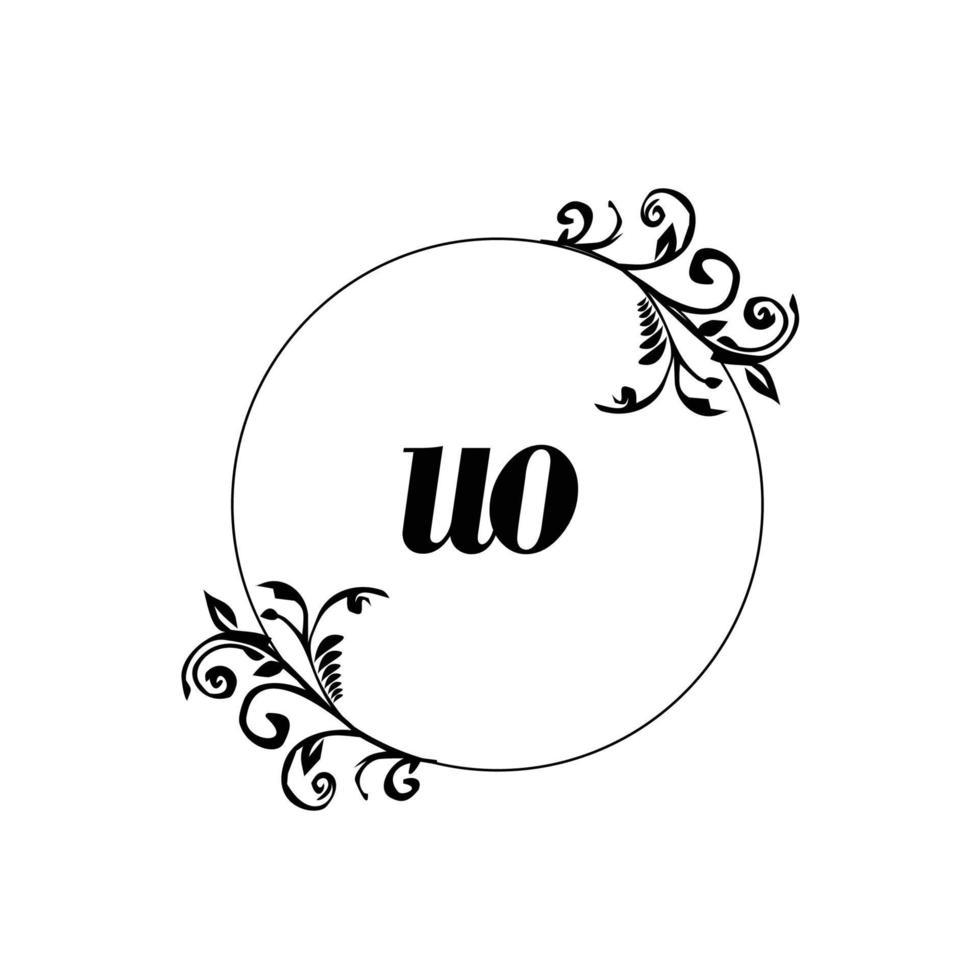 inicial uo logo monograma carta elegancia femenina vector
