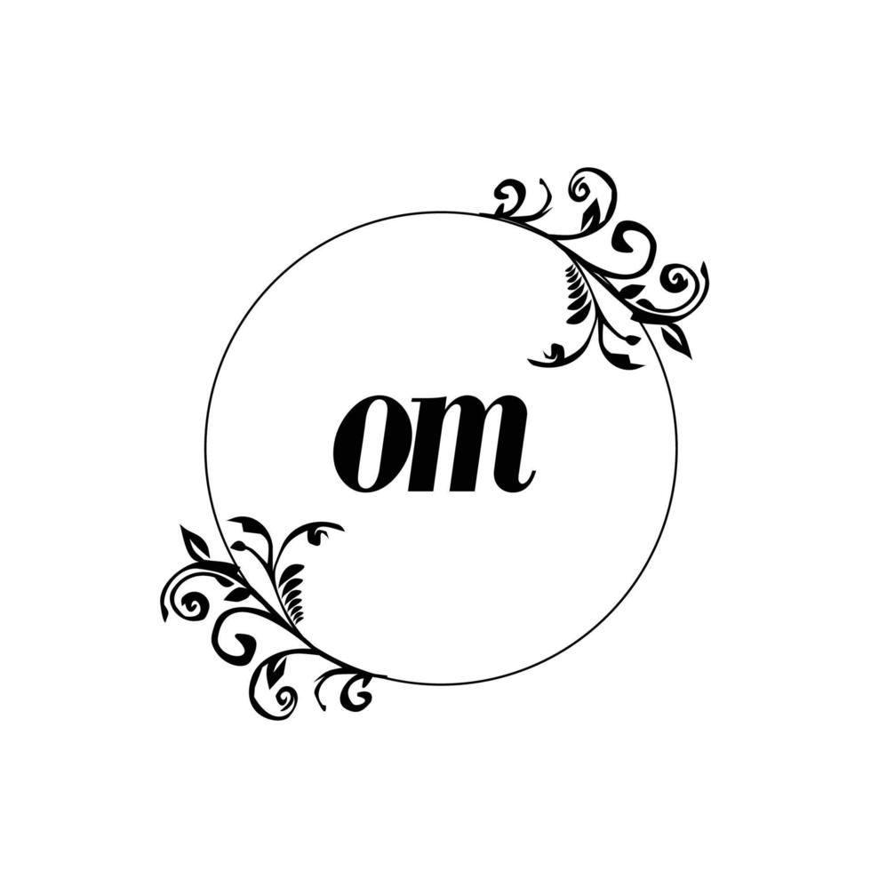 Initial OM logo monogram letter feminine elegance vector