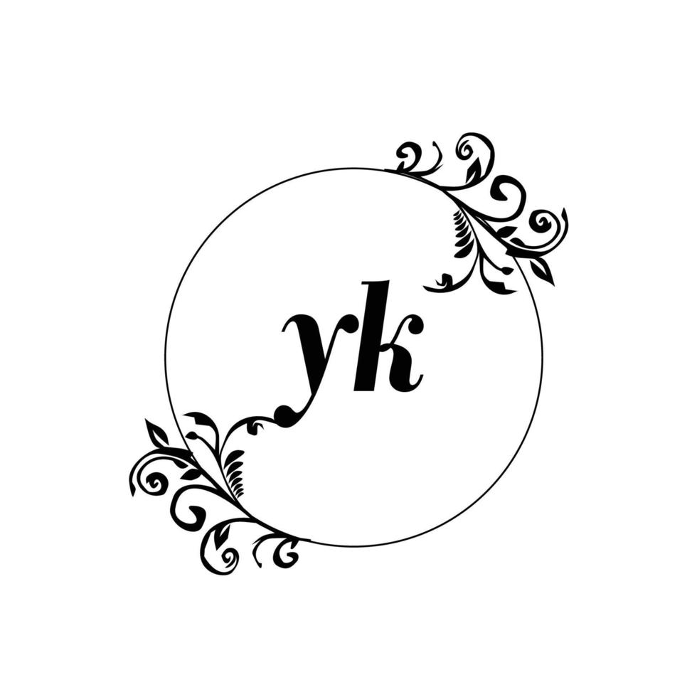 Initial YK logo monogram letter feminine elegance vector