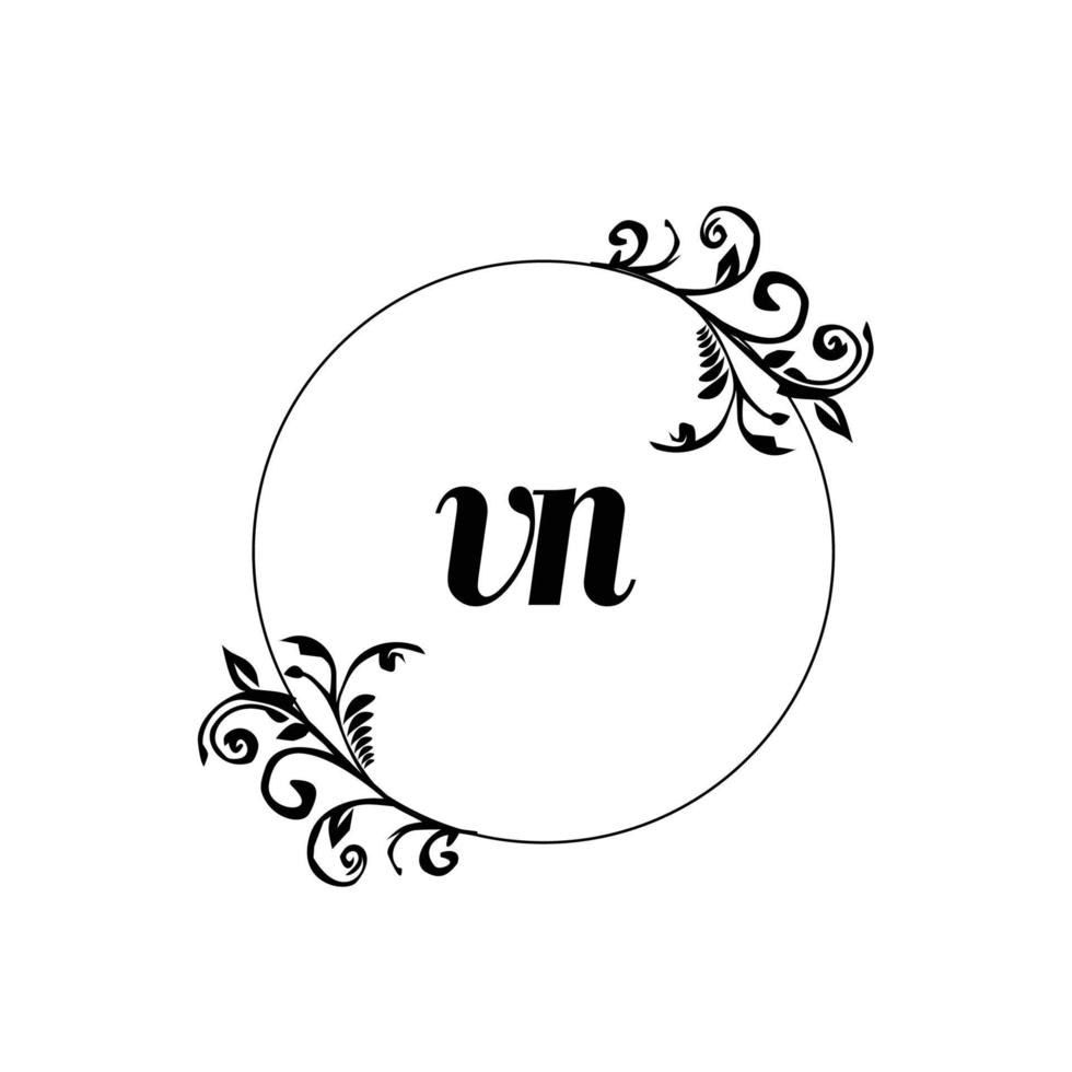 inicial vn logo monograma carta elegancia femenina vector