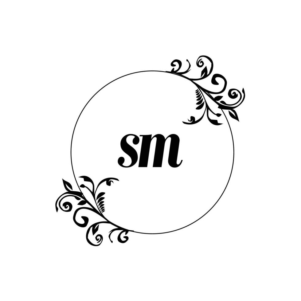 Initial SM logo monogram letter feminine elegance vector