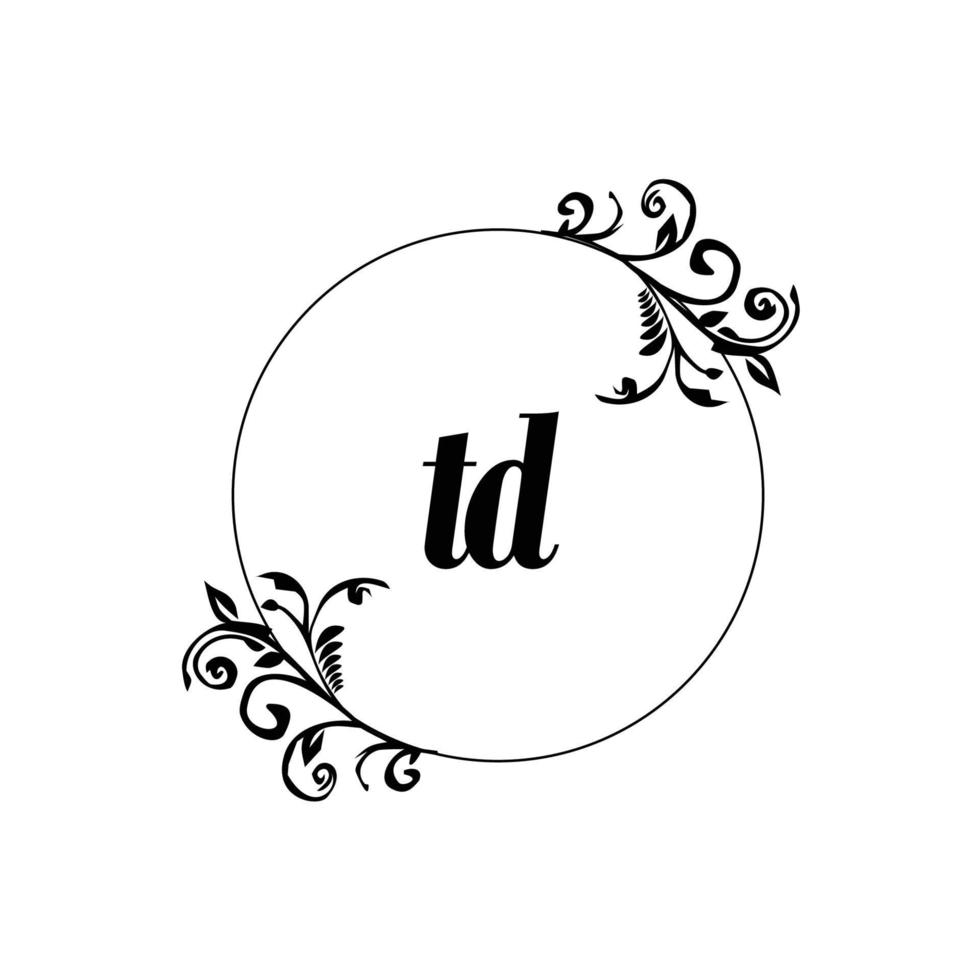 inicial td logo monograma carta elegancia femenina vector