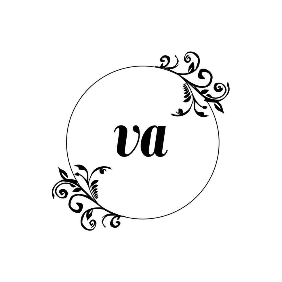 va inicial logo monograma carta elegancia femenina vector