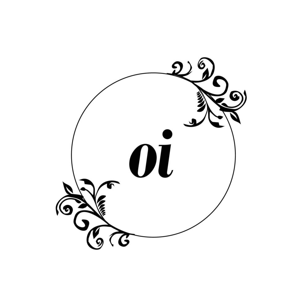Initial OI logo monogram letter feminine elegance vector