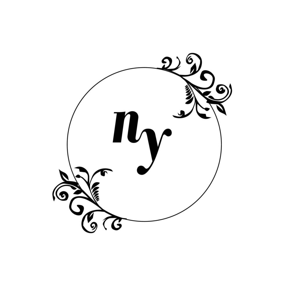 inicial ny logo monograma carta elegancia femenina vector