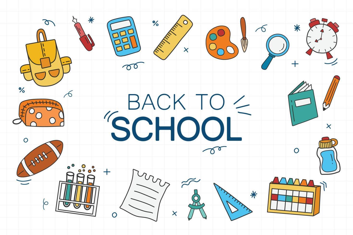 Back to School set. Vector of the many icons on the topic of education equipment and school.