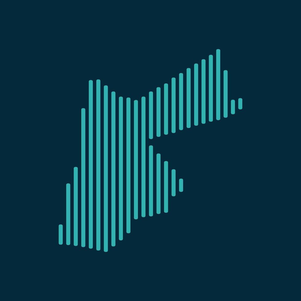 Vector abstract map of Jordan with blue straight rounded lines isolated on a indigo background.