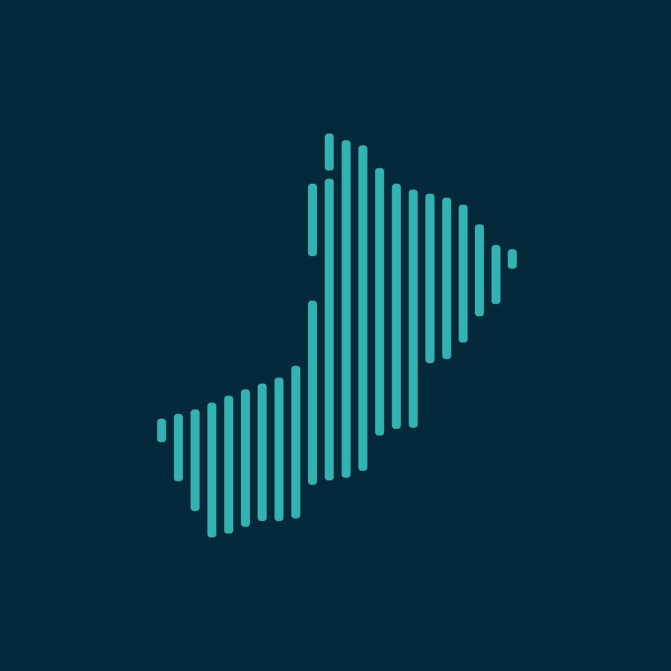 Vector abstract map of Oman with blue straight rounded lines isolated on a indigo background.