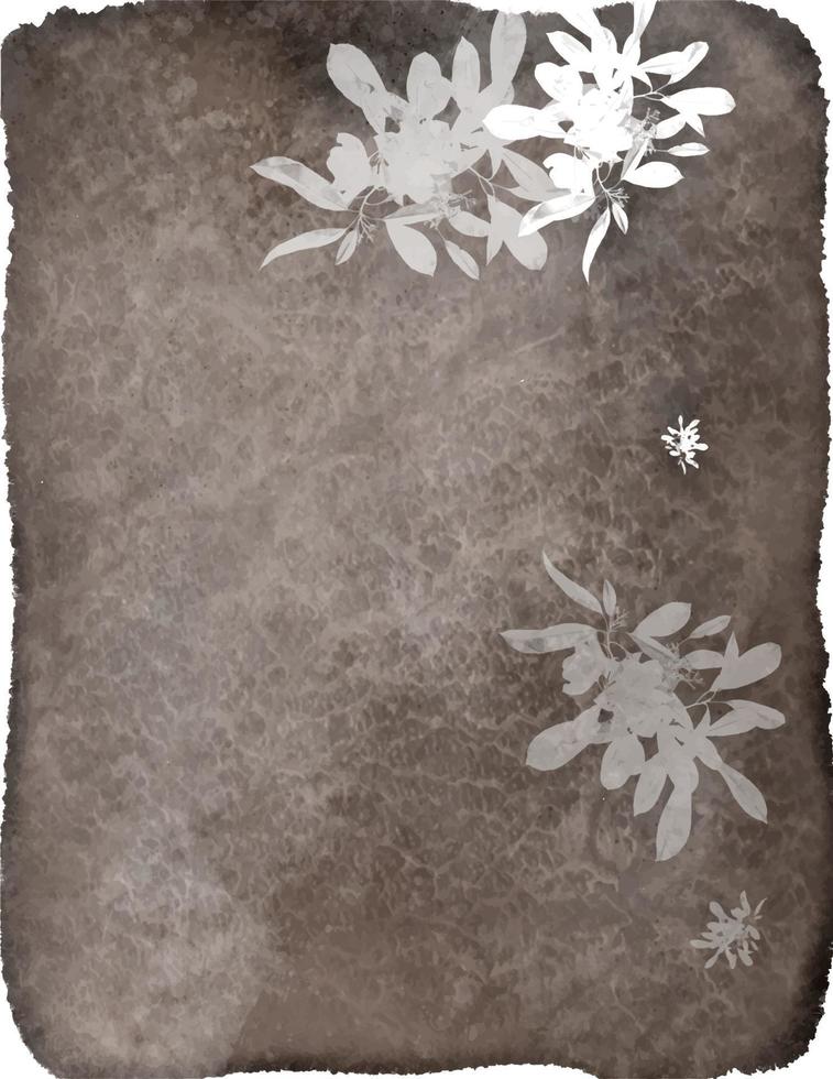 Grunge texture brown leather with floral pattern, isolated on white background. Vector illustration. Image tracing.
