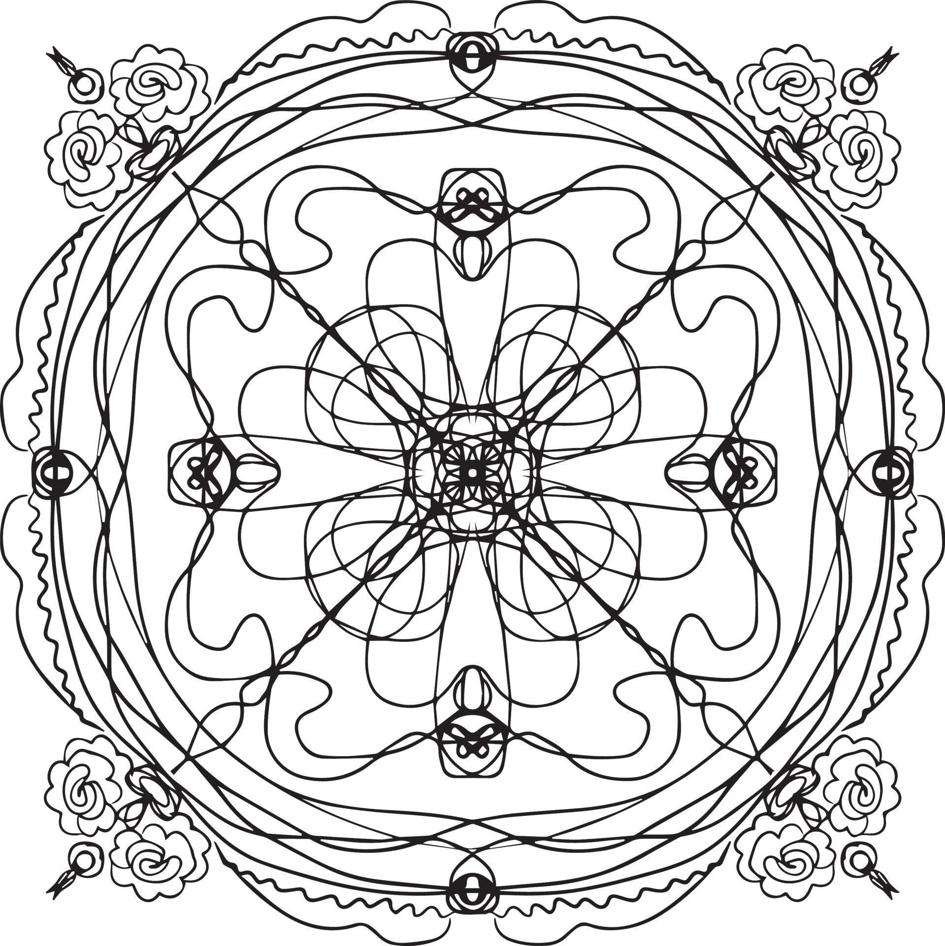 Abstract square pattern. Black and white vector drawing. For colouring