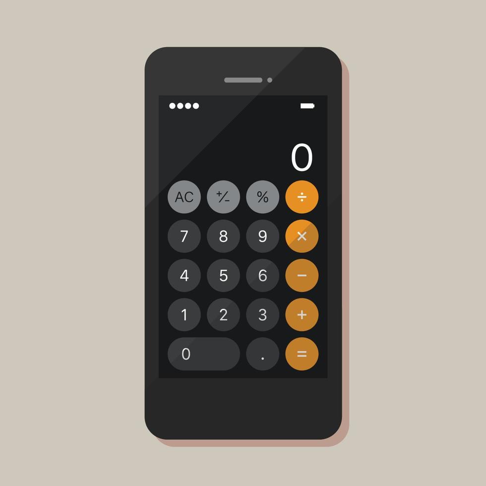 aplicacion de calculadora en smartphone vector