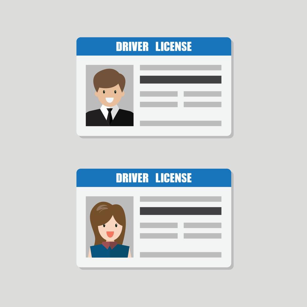 Driver License With Male and Female Photo Vector Illustration