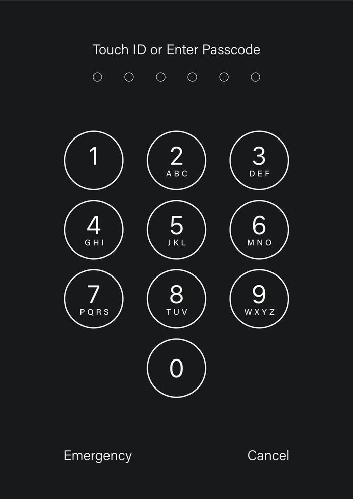 Touch ID or enter passcode screen vector