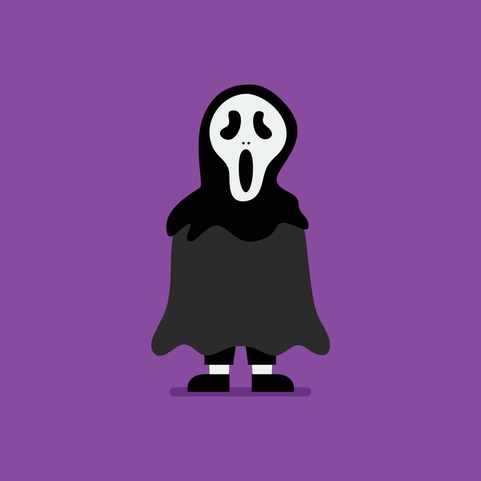 Boy dressed in scary ghost costume vector