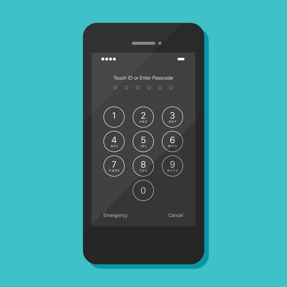 Touch ID or enter passcode screen on smartphone vector