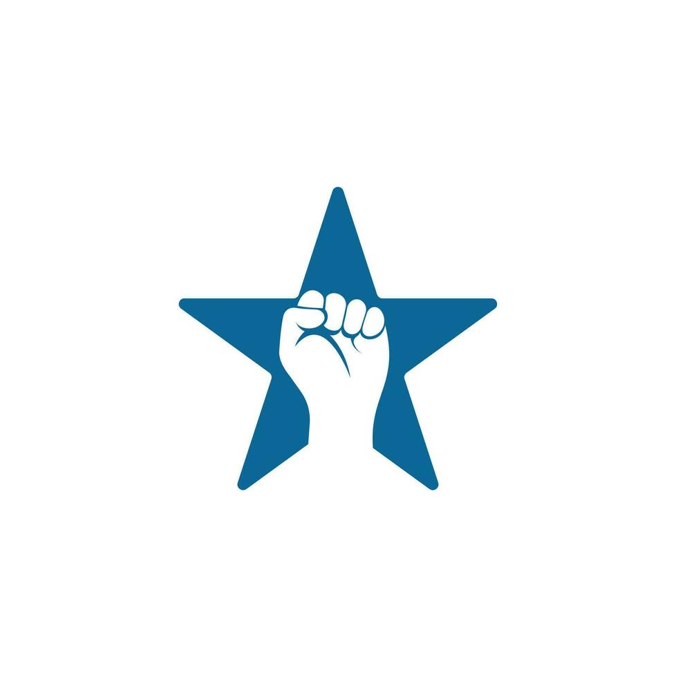 Fist hand power logo. Fist star shape concept logo design vector