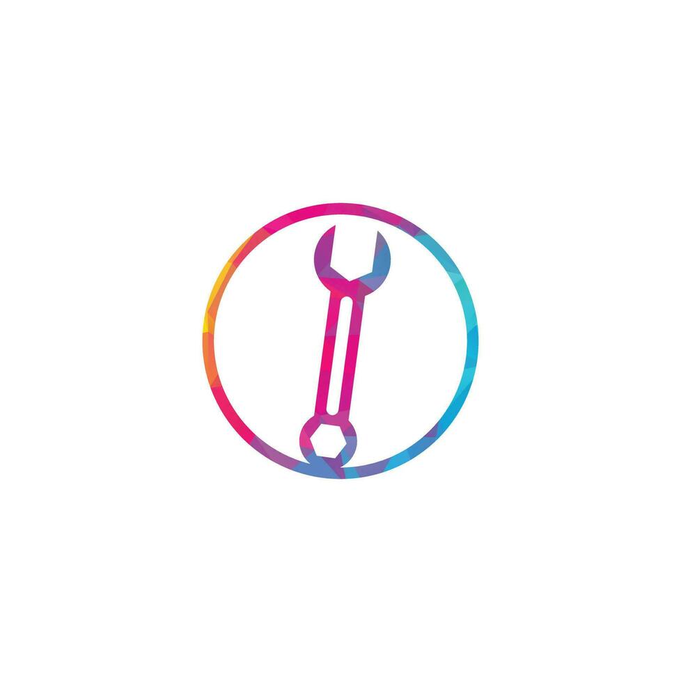 wrench logo design template vector. Wrench repair logo icon with swoosh graphic element vector