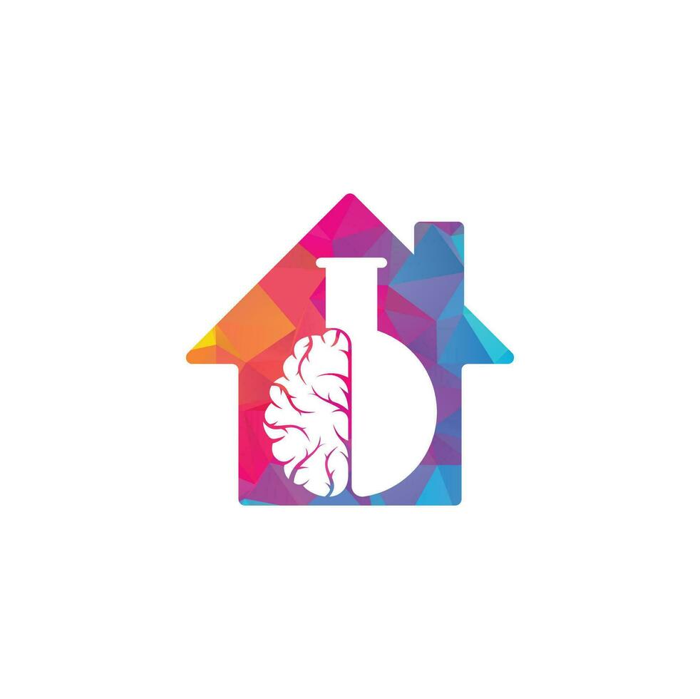 diseño de logotipo de concepto de forma de casa de laboratorio de cerebro. vector