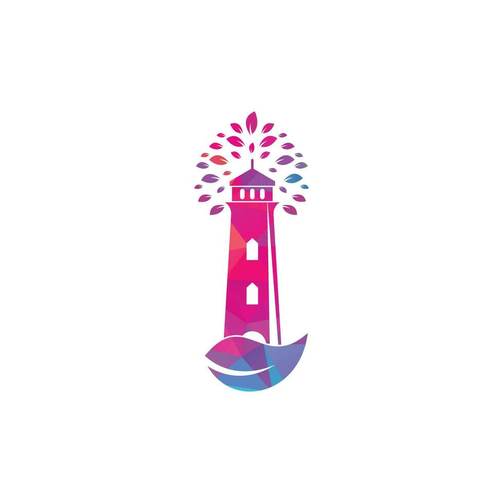 Green lighthouse logo template design. Leaf and Lighthouse Logo Template vector