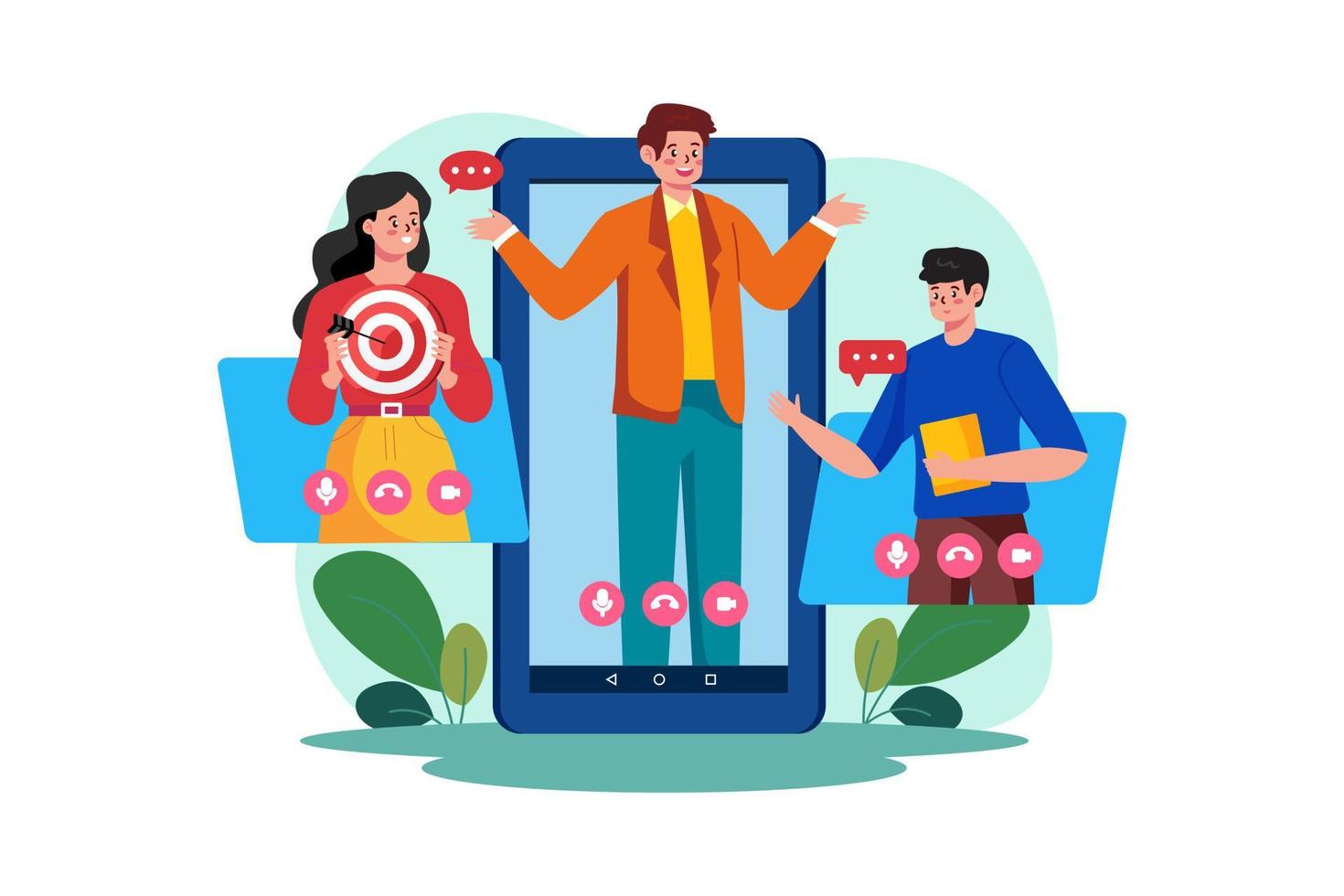 Business team video call online meeting vector