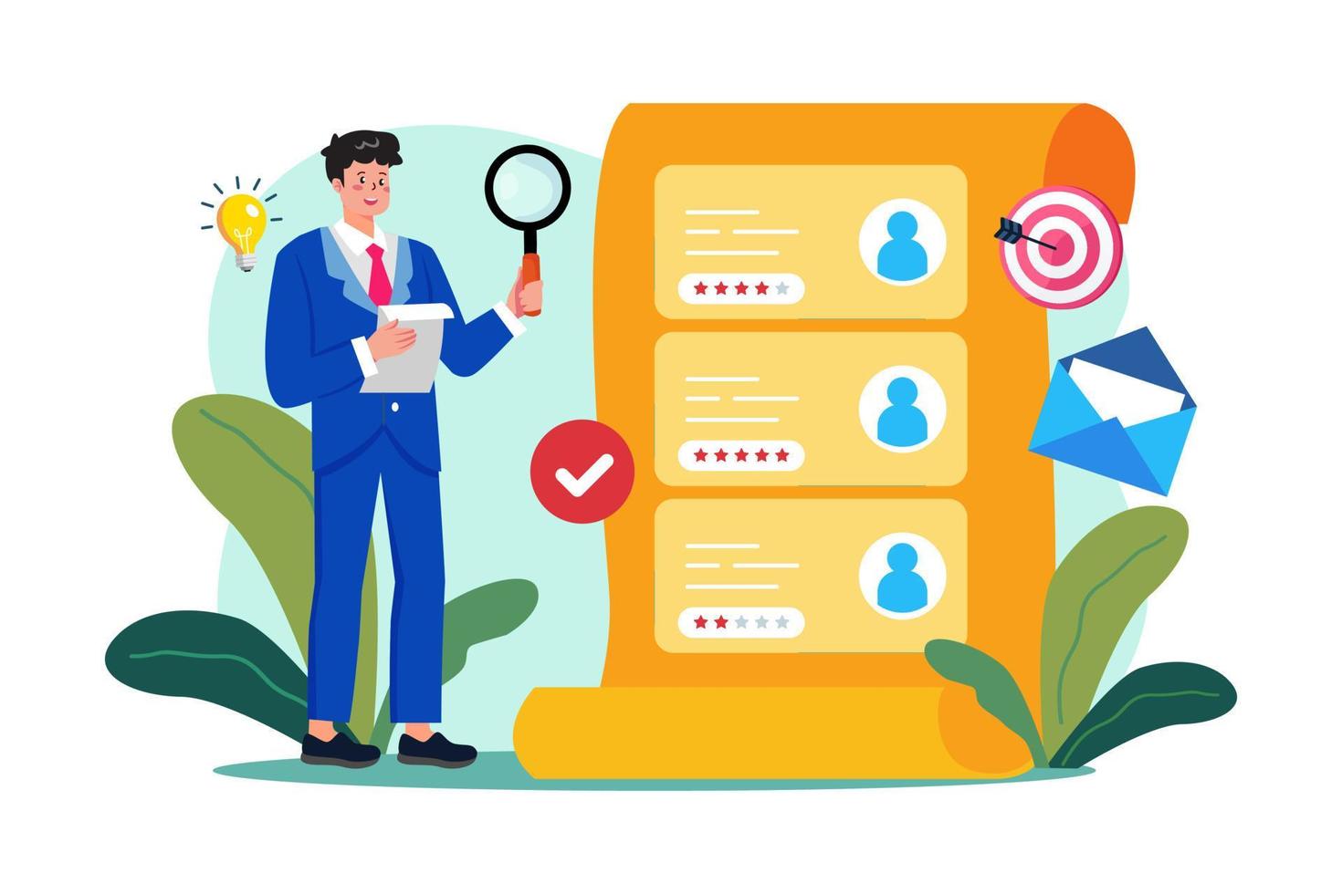 Business man report customer's feedback vector